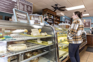 A patron ordering a treat at Van Hemert's Dutch Oven Bakery in Ames, Iowa.