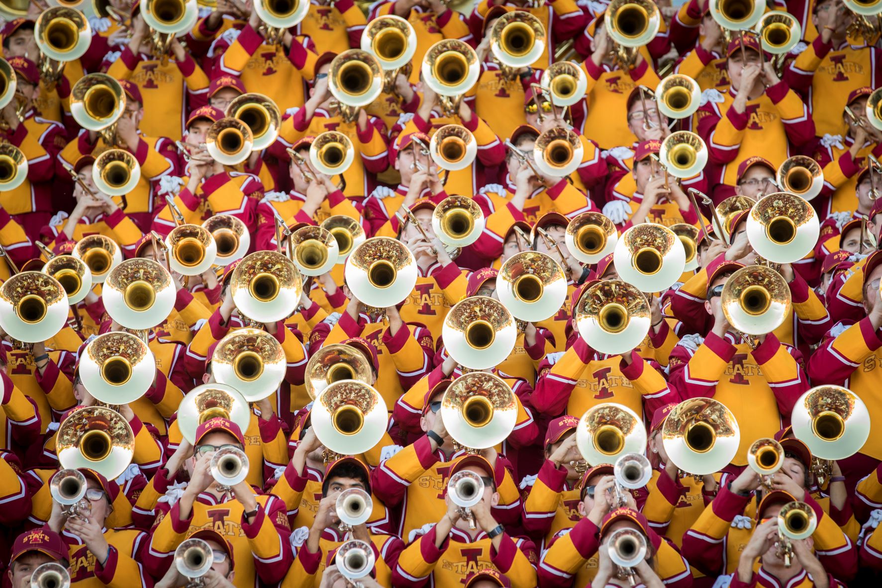 A pan of the Cyclone Marching Band.