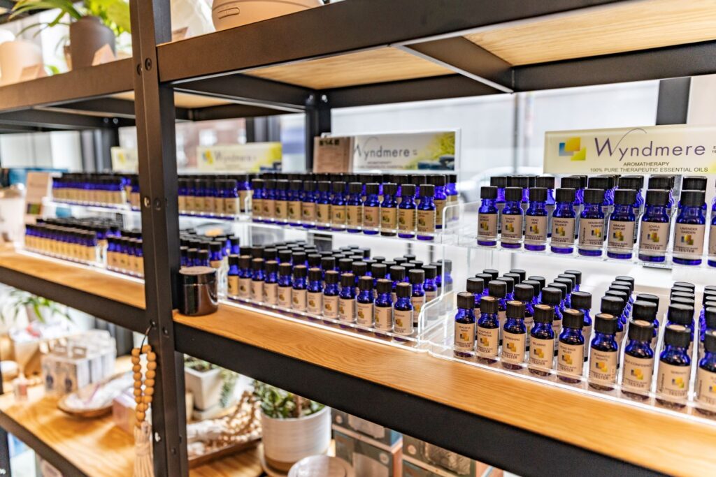 A spread of essential oils for sale at Life Distilled.