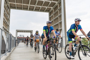 RAGBRAI route inspection team rides through jack trice stadium