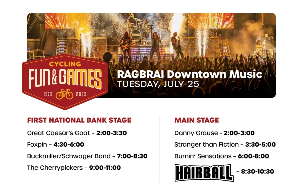 Ames RAGBRAI downtown entertainment schedule