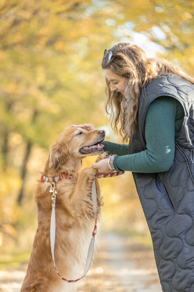 Kate and dog at Worrell Creek Trail pet friendly